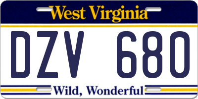 WV license plate DZV680