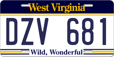 WV license plate DZV681