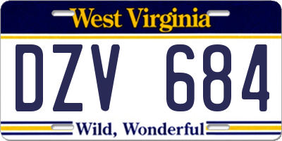 WV license plate DZV684