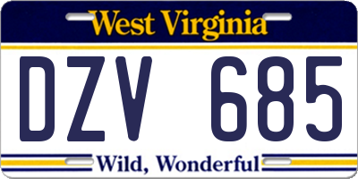 WV license plate DZV685