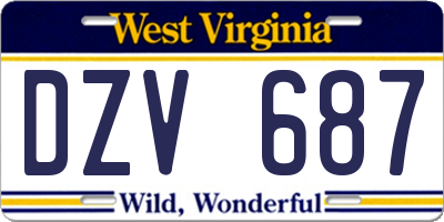 WV license plate DZV687