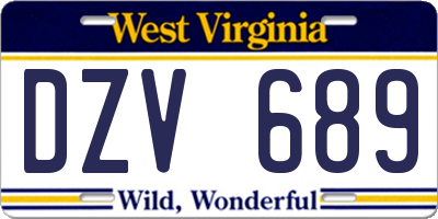 WV license plate DZV689