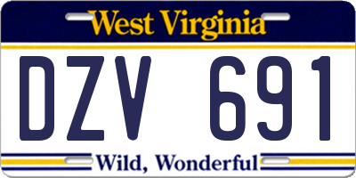 WV license plate DZV691