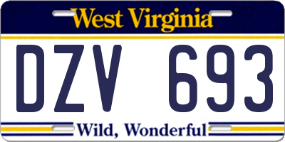 WV license plate DZV693
