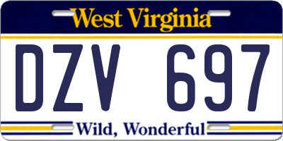 WV license plate DZV697