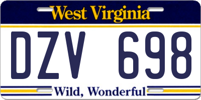 WV license plate DZV698