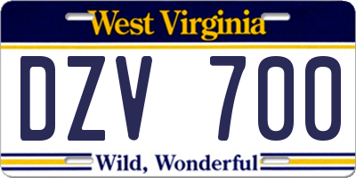 WV license plate DZV700