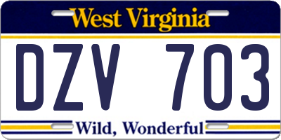 WV license plate DZV703