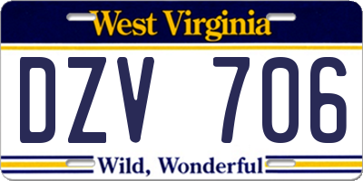 WV license plate DZV706