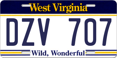 WV license plate DZV707