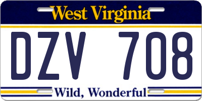 WV license plate DZV708