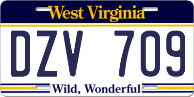 WV license plate DZV709