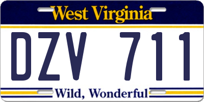 WV license plate DZV711