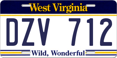 WV license plate DZV712