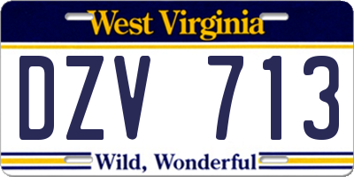 WV license plate DZV713