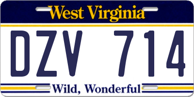 WV license plate DZV714