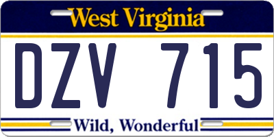 WV license plate DZV715