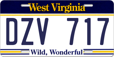 WV license plate DZV717