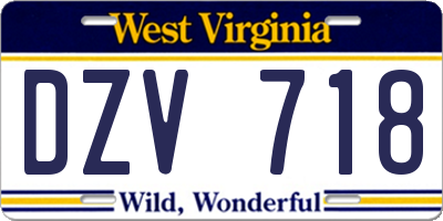 WV license plate DZV718