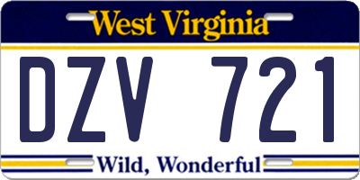 WV license plate DZV721