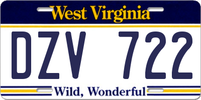 WV license plate DZV722