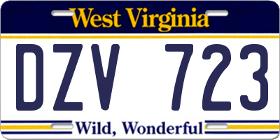 WV license plate DZV723