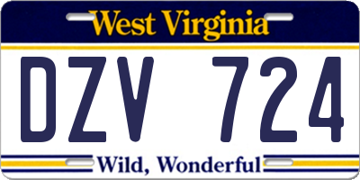 WV license plate DZV724