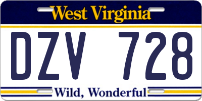 WV license plate DZV728