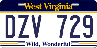 WV license plate DZV729