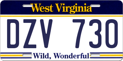 WV license plate DZV730