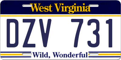 WV license plate DZV731