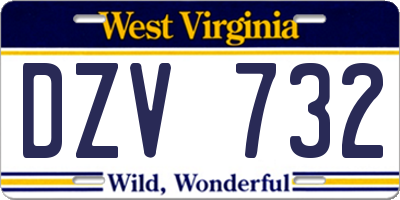 WV license plate DZV732