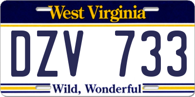 WV license plate DZV733