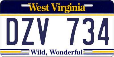 WV license plate DZV734