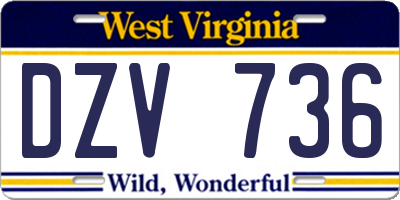 WV license plate DZV736