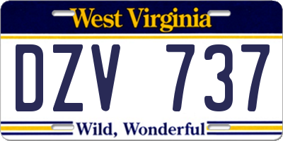 WV license plate DZV737