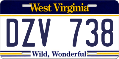 WV license plate DZV738