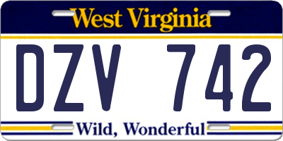 WV license plate DZV742