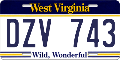 WV license plate DZV743