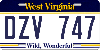 WV license plate DZV747