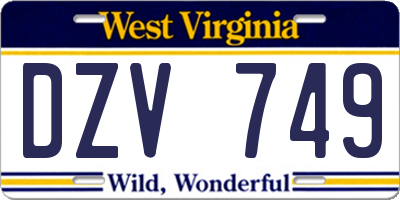 WV license plate DZV749