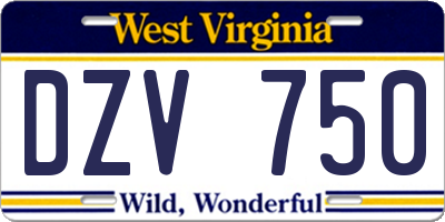 WV license plate DZV750