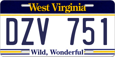 WV license plate DZV751