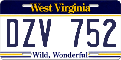 WV license plate DZV752