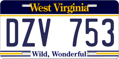 WV license plate DZV753