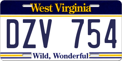 WV license plate DZV754