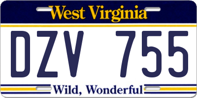 WV license plate DZV755