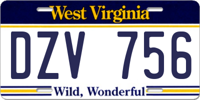 WV license plate DZV756