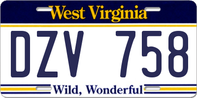 WV license plate DZV758