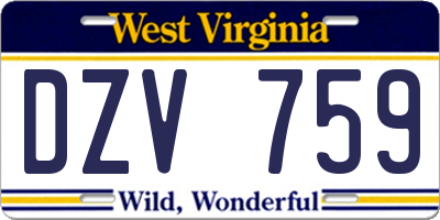 WV license plate DZV759